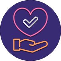 A hand holding a check mark and a heart vector