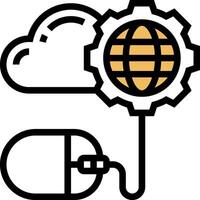 A cloud and a globe connected by a mouse vector