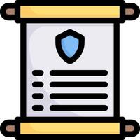 A scroll with a shield icon vector