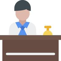 A man in a tie sitting at a desk with a phone vector