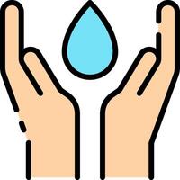 Hands holding water drop icon vector