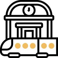A train is going to a station with a clock on it vector