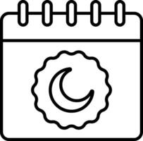 Calendar icon with a crescent and moon vector