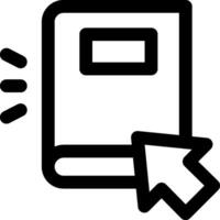 A black and white icon of a book with a mouse vector