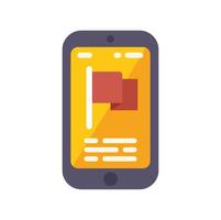 Smartphone showing a red flag on the screen vector