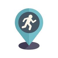 Location pin point icon showing running man symbol vector