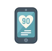Smartphone showing heart rate monitor app interface displaying 90 beats per minute vector