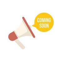 Megaphone announcing coming soon with speech bubble vector