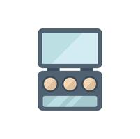 Makeup palette showing colorful eyeshadows for beauty routine vector
