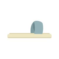Chopsticks holding sushi roll with salmon or tuna and rice side view icon vector