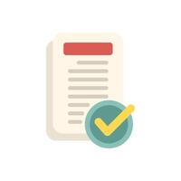 Document with checkmark icon representing successful contract signing vector