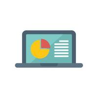 Laptop showing statistical business graph icon vector