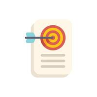 Arrow hitting center of target on document for business strategy vector