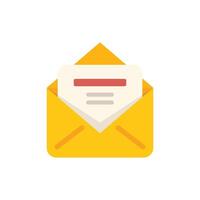Yellow open envelope with letter inside for communication concept vector