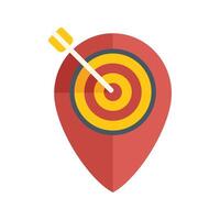 Location pin pointing the target with arrow in bullseye vector