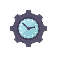 Clock face merging with a cogwheel representing time management vector