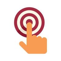 Hand pointing at center of target symbol with one finger vector