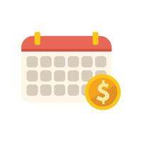 Calendar showing scheduled payment day with dollar coin vector