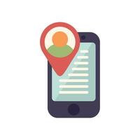Smartphone showing location tracking app with map pin showing user location vector