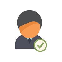 Businessman character showing approval with green check mark icon vector