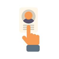 Hand pointing curriculum vitae with index finger vector