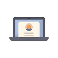Laptop showing online user profile with personal information vector