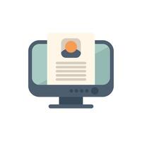 Desktop computer displaying online resume for job application vector