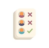 Checklist with people icons showing selection and rejection status vector
