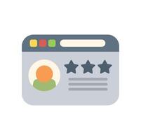 Website showing customer review with five star rating system vector