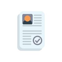 Curriculum vitae with check mark showing successful job application vector
