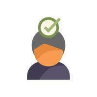 Person having new idea with check mark icon showing success vector