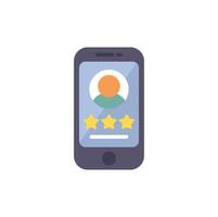 Smartphone showing customer review with five star rating system vector
