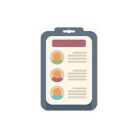 Clipboard showing list of candidates for hiring process vector