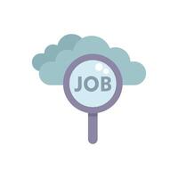 Magnifying glass searching job in cloud computing vector