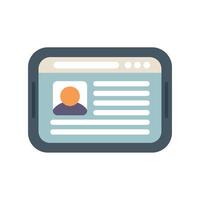 Mobile phone showing personal profile data on screen vector
