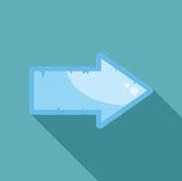 Blue arrow pointing right with long shadow vector