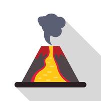 Volcano erupting with lava flowing down its side vector