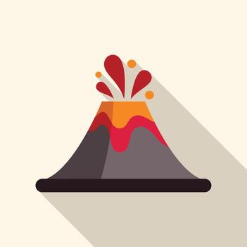 Volcano erupting with lava and magma flat design icon with side shadow vector