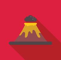 Volcano erupting with molten lava and ash cloud on red background vector