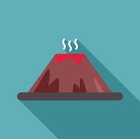 Volcano erupting lava with smoke from crater flat design icon with long shadow vector