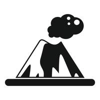 Big black volcano erupting with smoke cloud simple icon vector