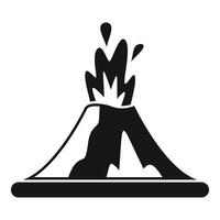 Volcano erupting with lava coming down its sides in simple style vector