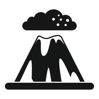 Big volcano with smoke cloud erupting from crater simple style icon vector