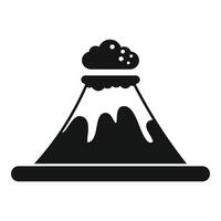 Black volcano erupting with smoke cloud simple icon vector