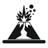 Black and white volcano erupting with magma explosion vector
