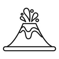 Volcano erupting with lava and smoke in thin line style vector