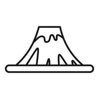 Volcano erupting with lava spilling over crater in thin line style vector