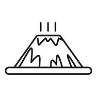 Volcano magma erupting from mountain top line icon vector