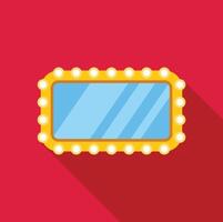 Yellow makeup mirror with light bulbs on red background with shadow vector