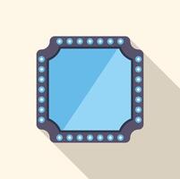 Square makeup mirror with light bulbs flat icon with long shadow vector